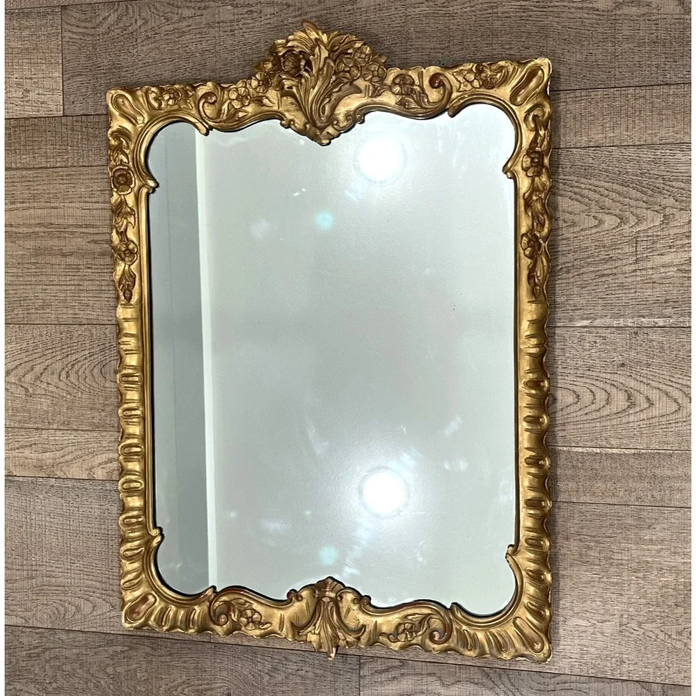 Antique Carved Wood Regency Rococo Style Gold Wall‎ Mirror 23 x 32
